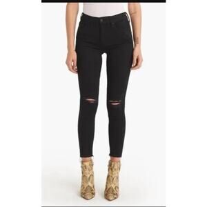 Mother Jeans Looker Ankle Fray Womens 28 Black Distressed Jeans Raw Hem Goth